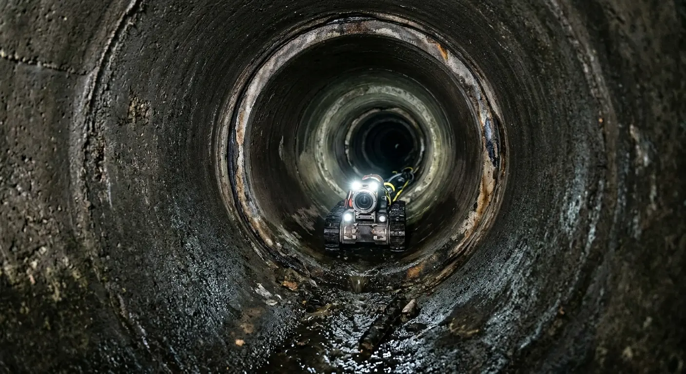 Robotic sewer camera inspecting pipe interior for Drain Snake Service in Anaheim